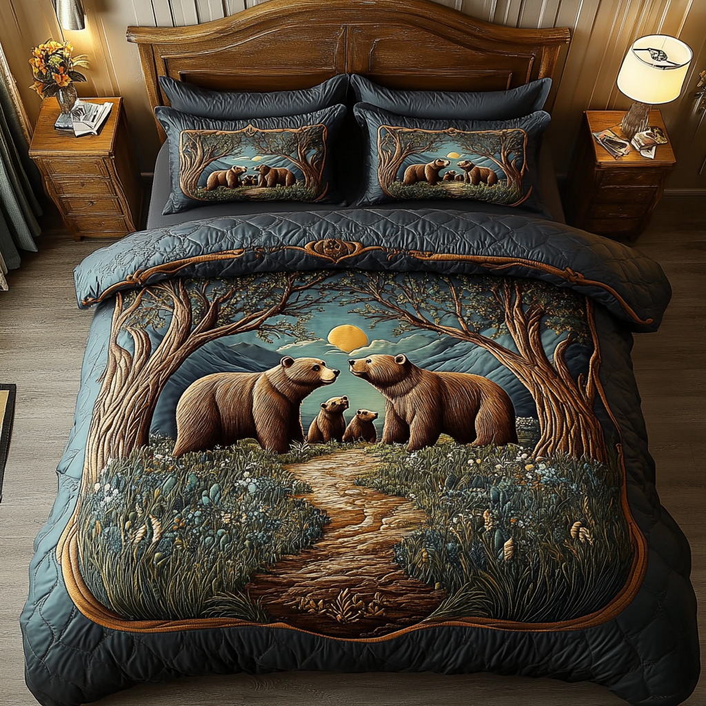 Bear Grove 3-Piece Quilted Bedding Set NCU0VH2717