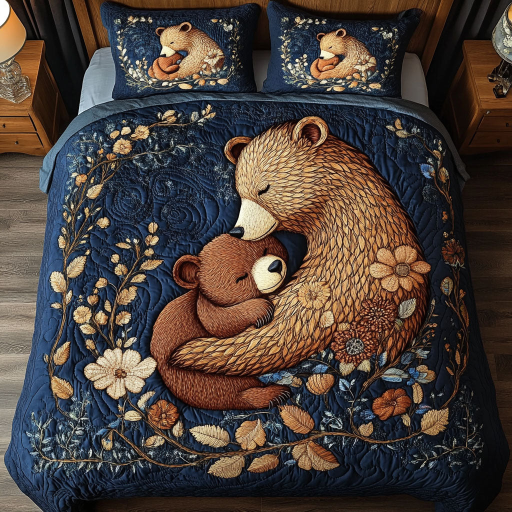 Bear Haven 3-Piece Quilted Bedding Set NCU0NT2845