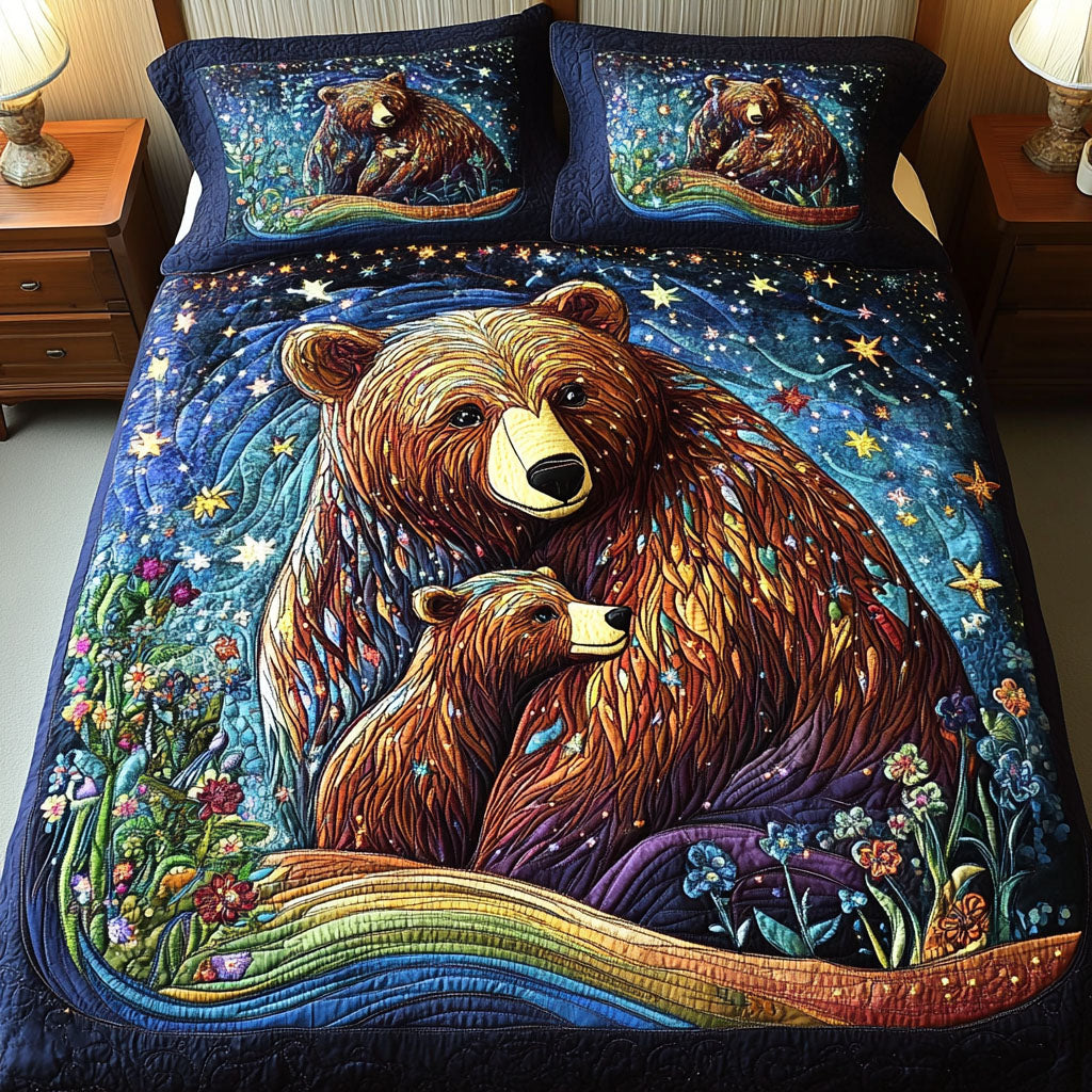 Bear Hug Bond 3-Piece Quilted Bedding Set NCU0NT2846