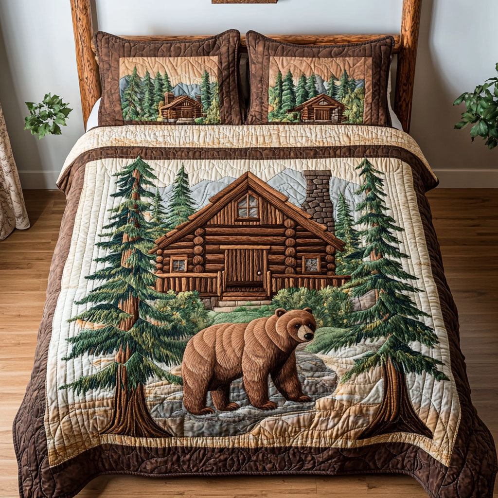 Bear Lodge 3-Piece Quilted Bedding Set NCU0NT3093