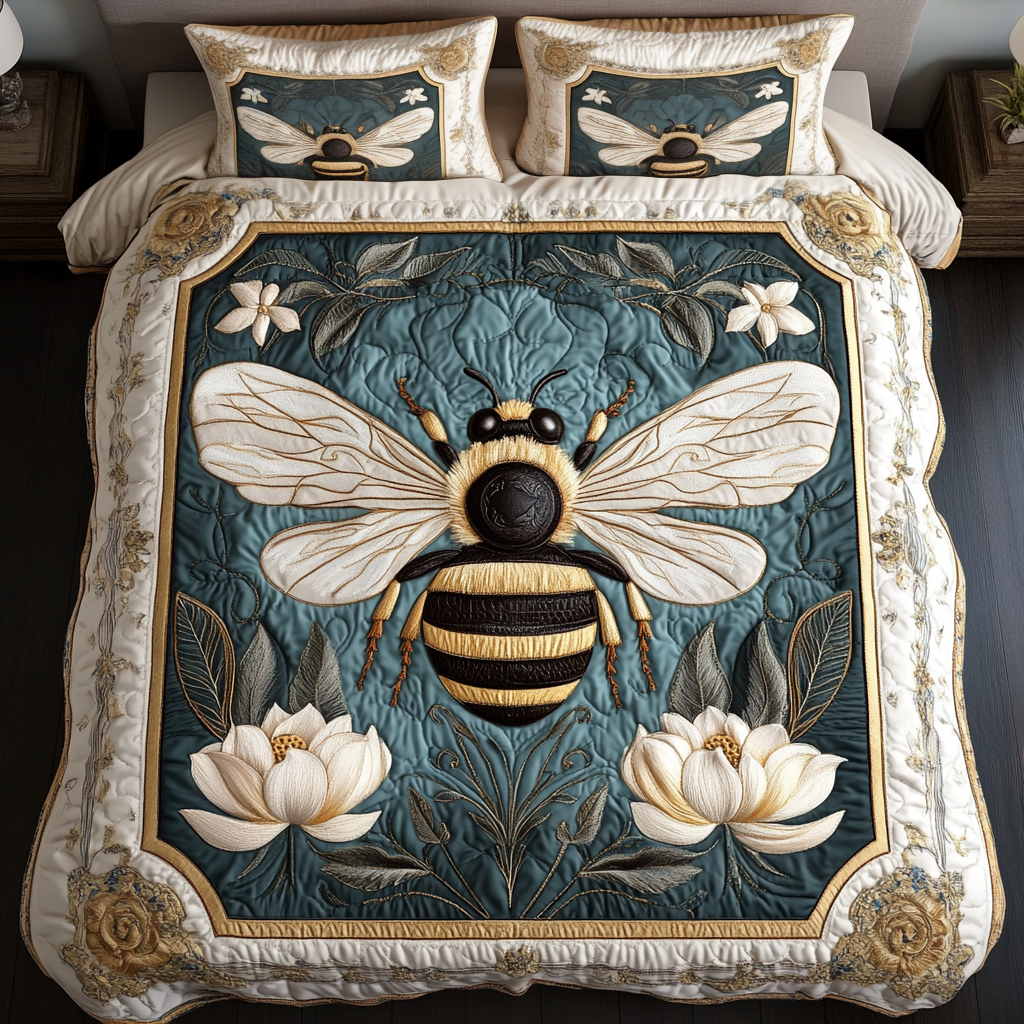 Bee Charm 3-Piece Quilted Bedding Set NCU0VH1742