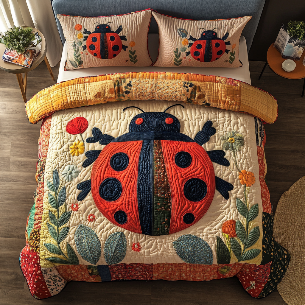 Beetle Bliss 3-Piece Quilted Bedding Set NCU0VH3142