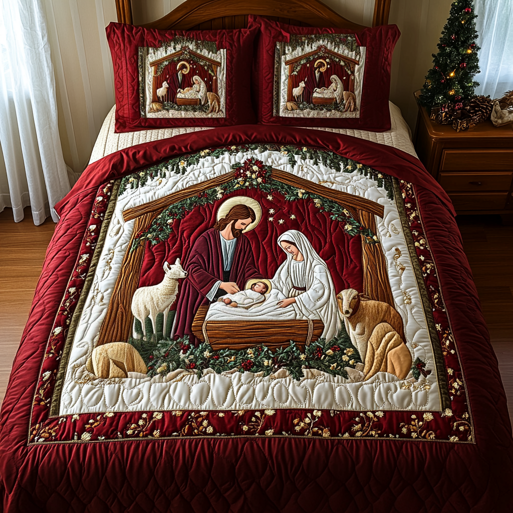 Bethlehem Comfort 3-Piece Quilted Bedding Set NCU0VH844