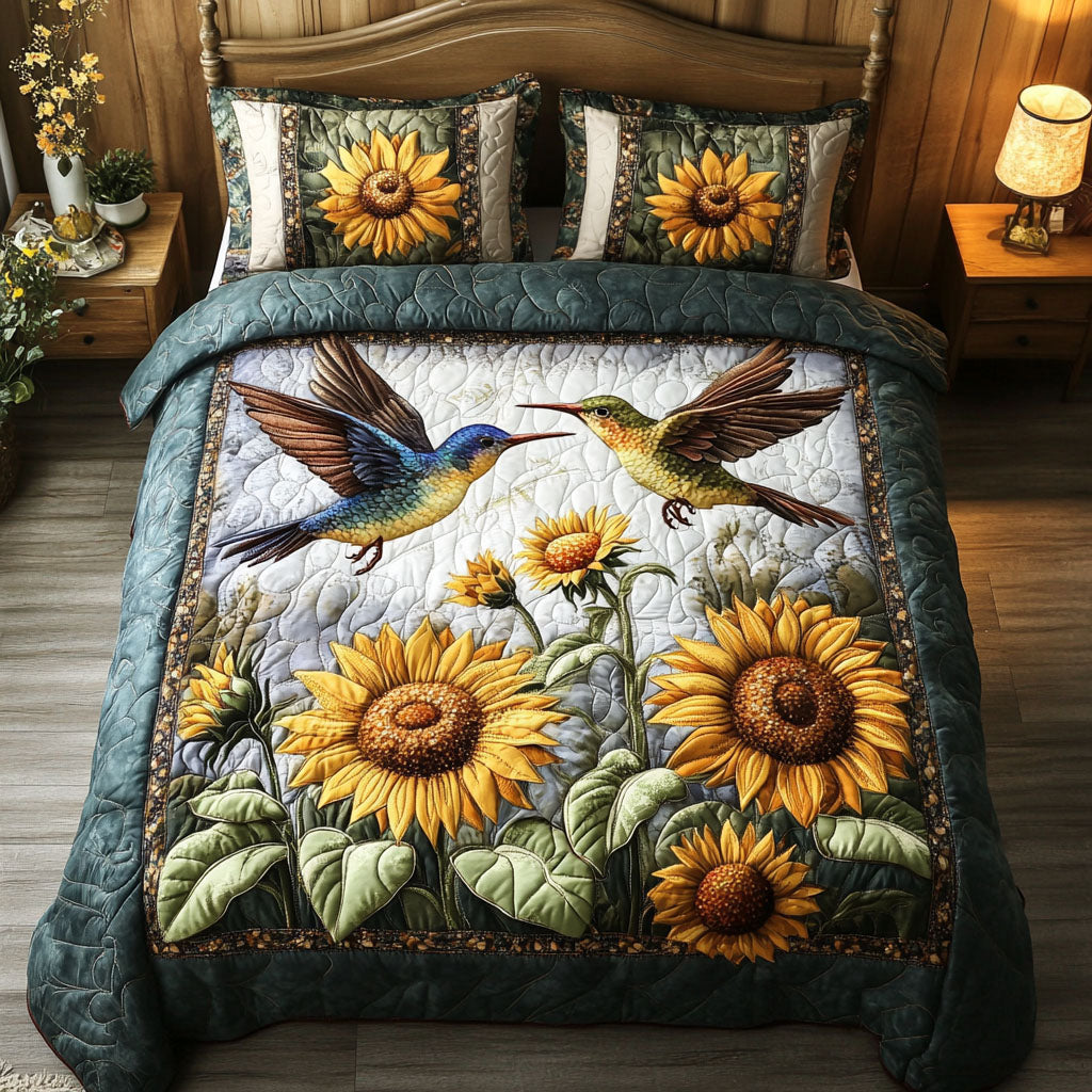 Bird and Blossoms 3-Piece Quilted Bedding Set NCU0NT3340