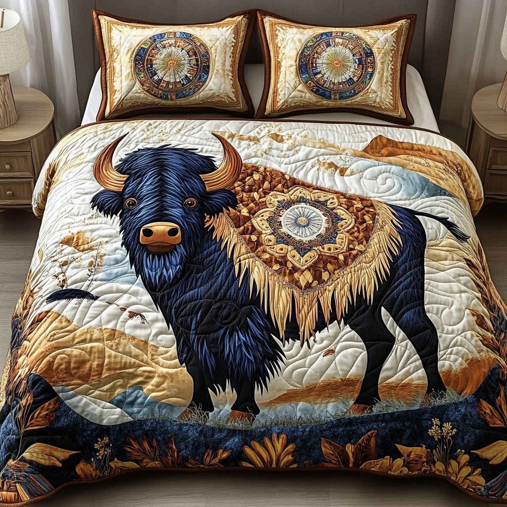Bison Dream 3-Piece Quilted Bedding Set NCU0VH1988