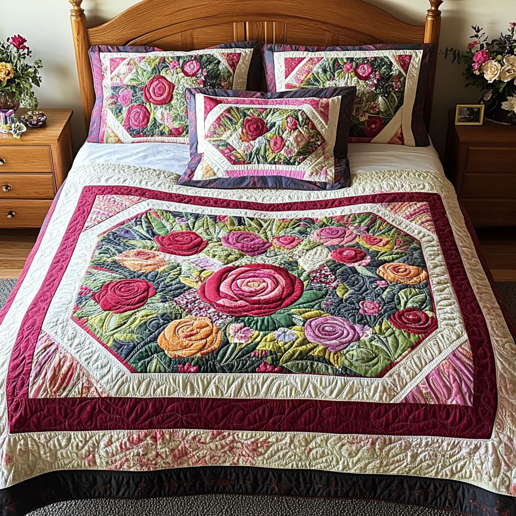 Bloom and Stitch 3-Piece Quilted Bedding Set NCU0PT4895