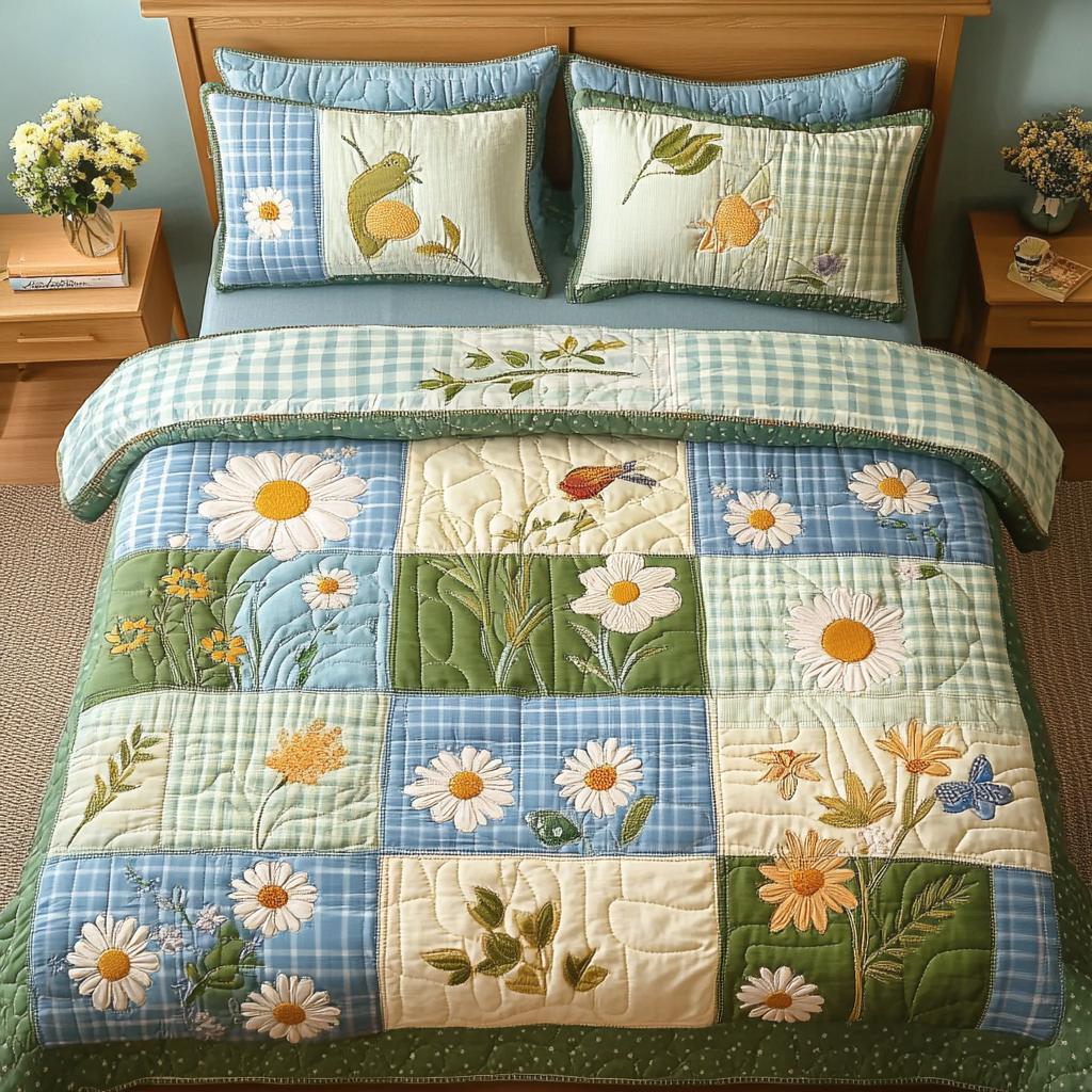 Blooming Beauty 3-Piece Quilted Bedding Set NCU0DK5637