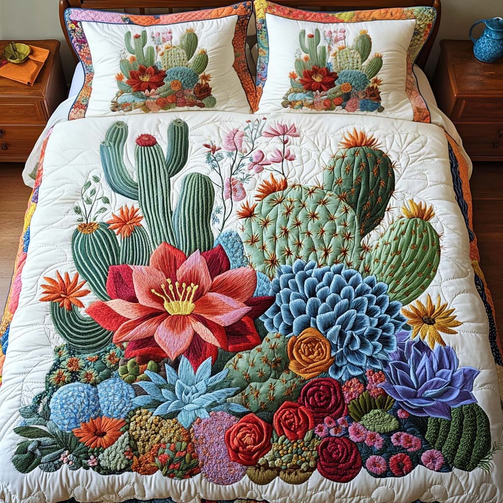 Blooming Bright 3-Piece Quilted Bedding Set NCU0NT2052