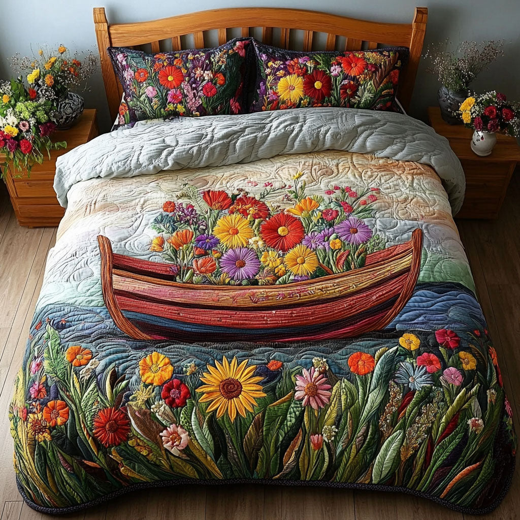 Blooming Canoe 3-Piece Quilted Bedding Set NCU0PT5015