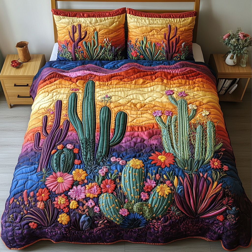 Blooming Desert 3-Piece Quilted Bedding Set NCU0VH2310