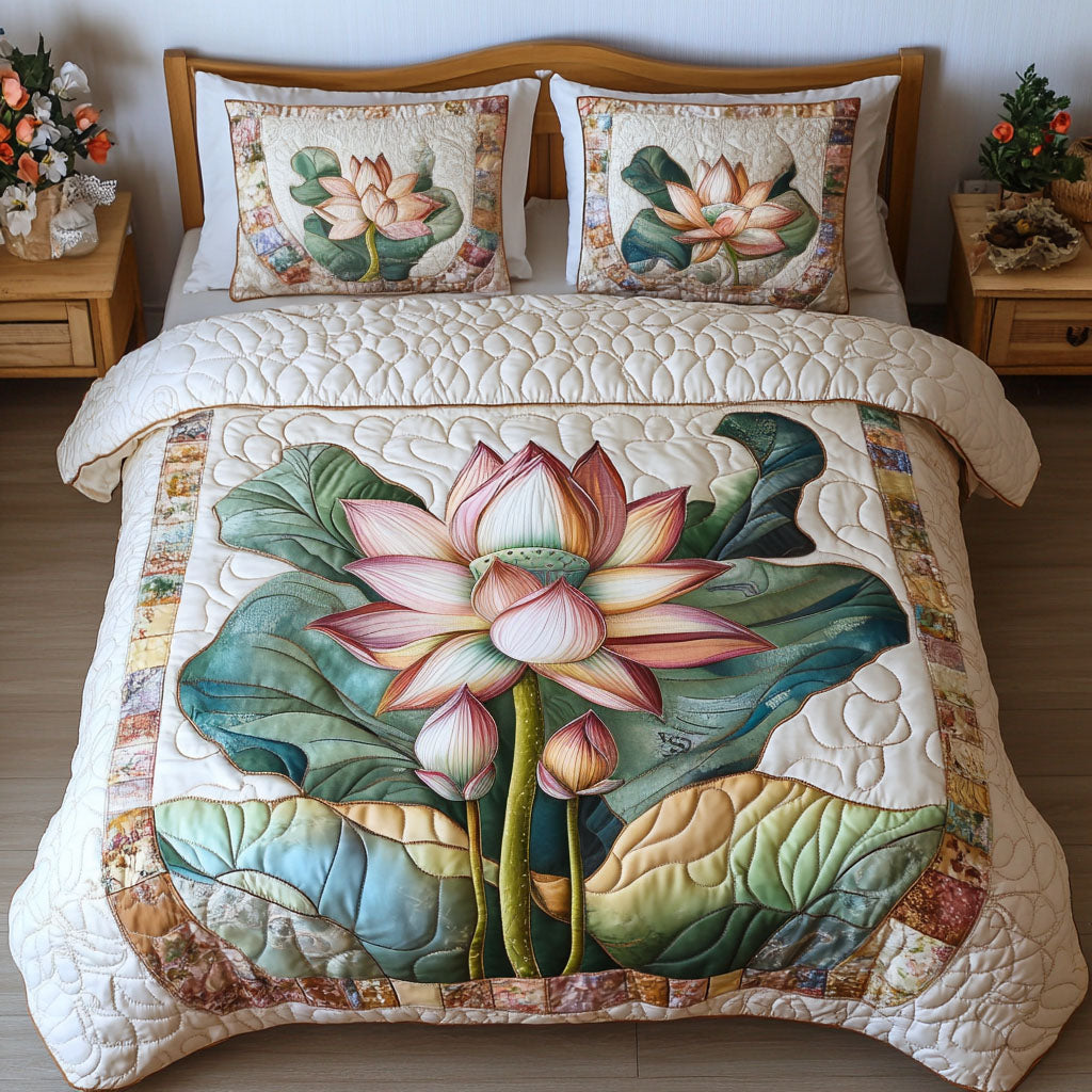 Blooming Grace 3-Piece Quilted Bedding Set NCU0NT3134