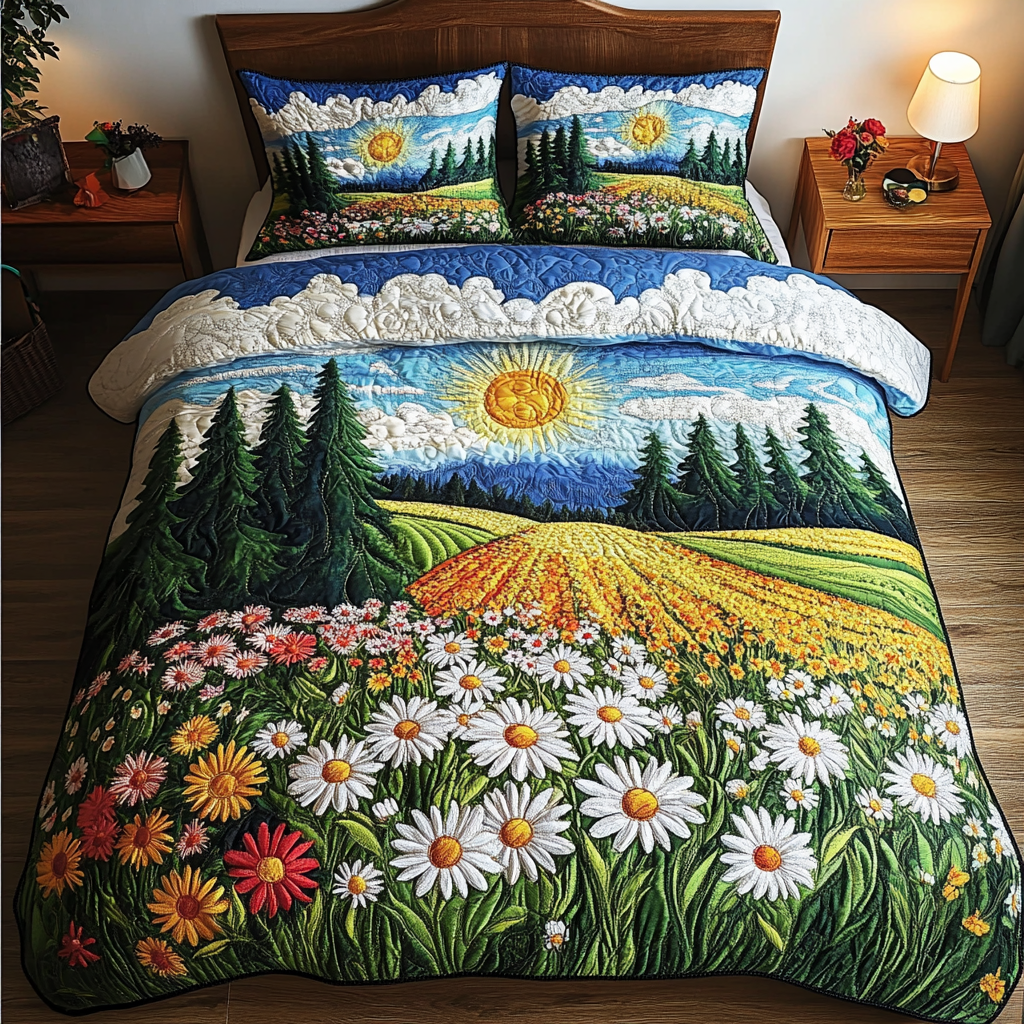 Blooming Horizon 3-Piece Quilted Bedding Set NCU0DK3784