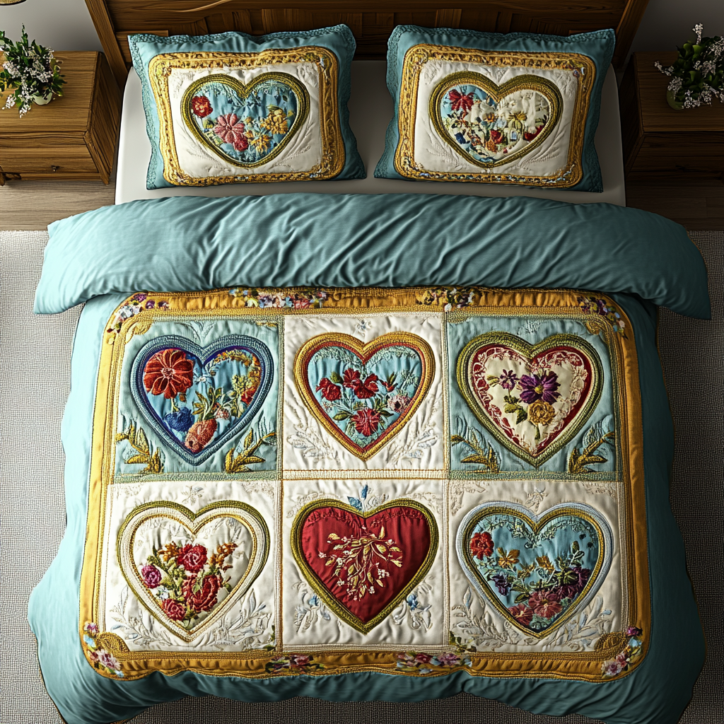 Blooming Love 3-Piece Quilted Bedding Set NCU0VH3014
