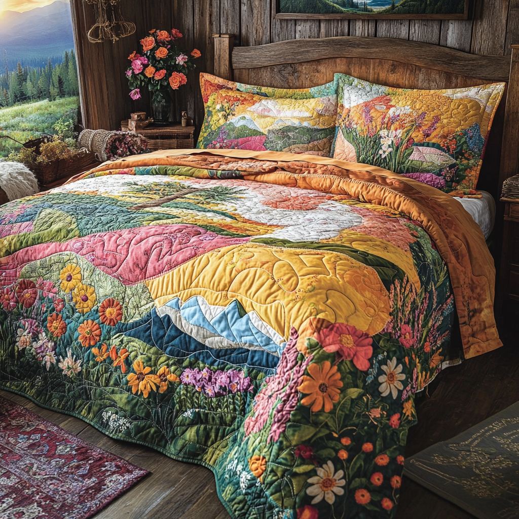 Blooming Meadows 3-Piece Quilted Bedding Set NCU0VL965