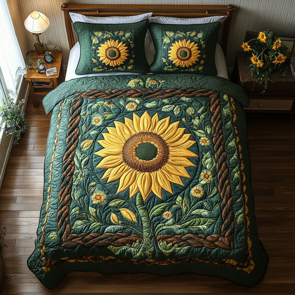 Blooming Sun Quilted Bedding Set NCU0DV2988
