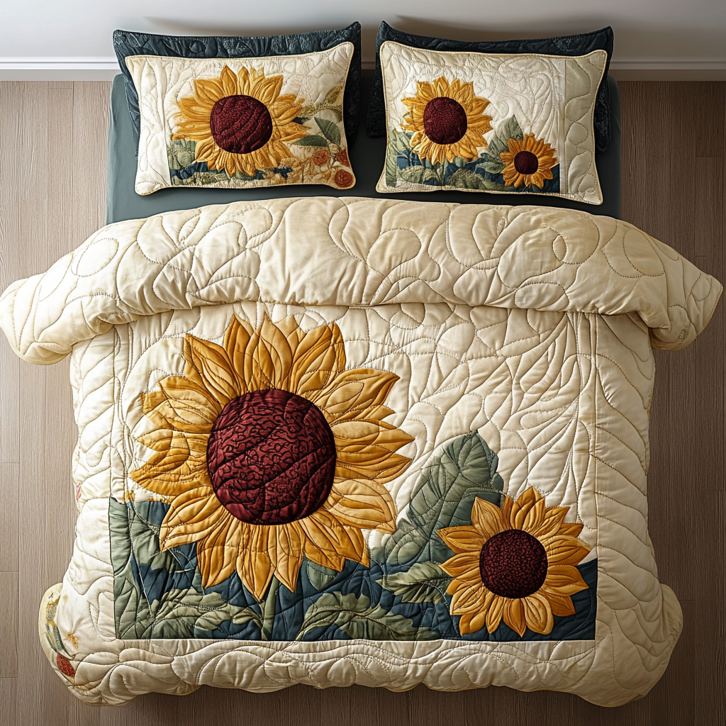 Blooming Sun Quilted Bedding Set NCU0DV3129