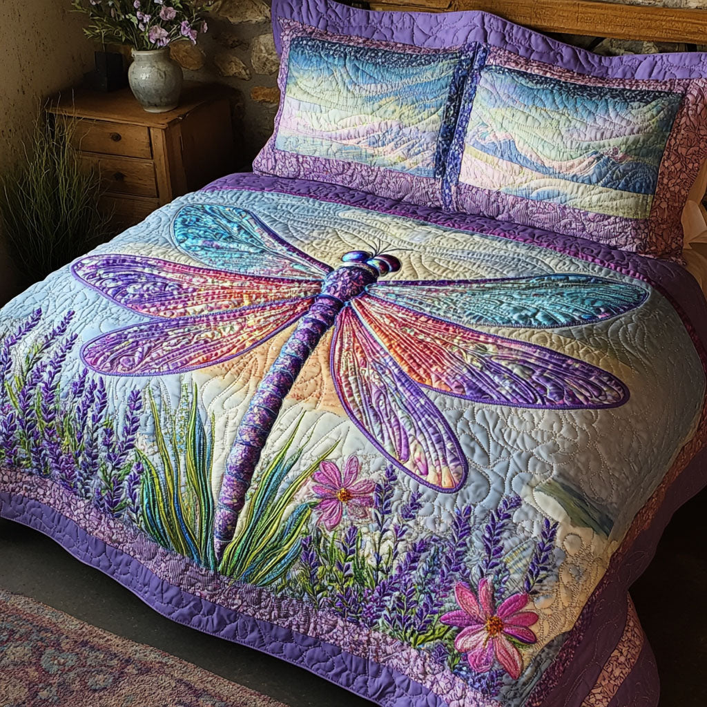 Blooming Winged Beauty 3-Piece Quilted Bedding Set NCU0PT3458