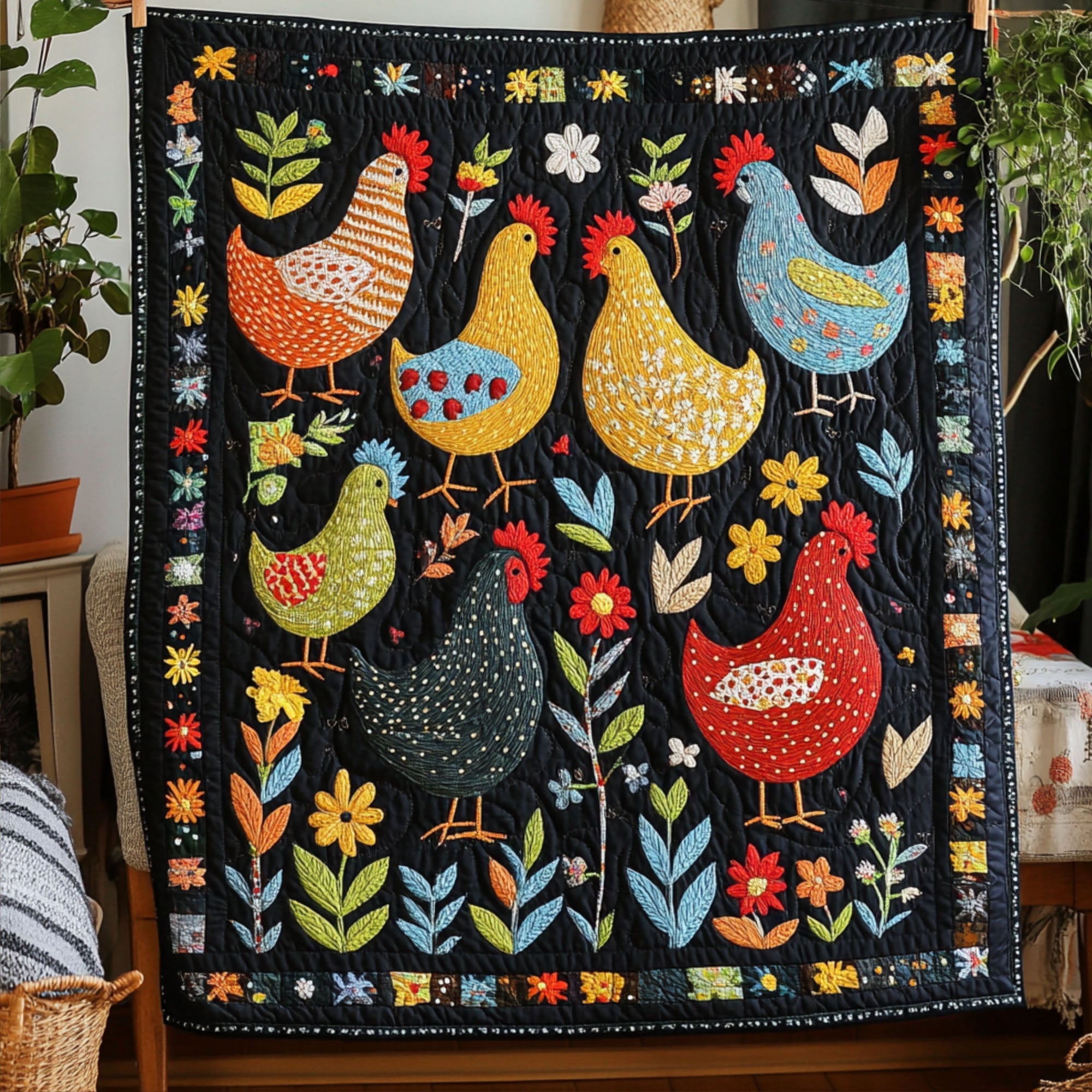 Blooms and Beaks 3-Piece Quilted Bedding Set NCU0PT5354