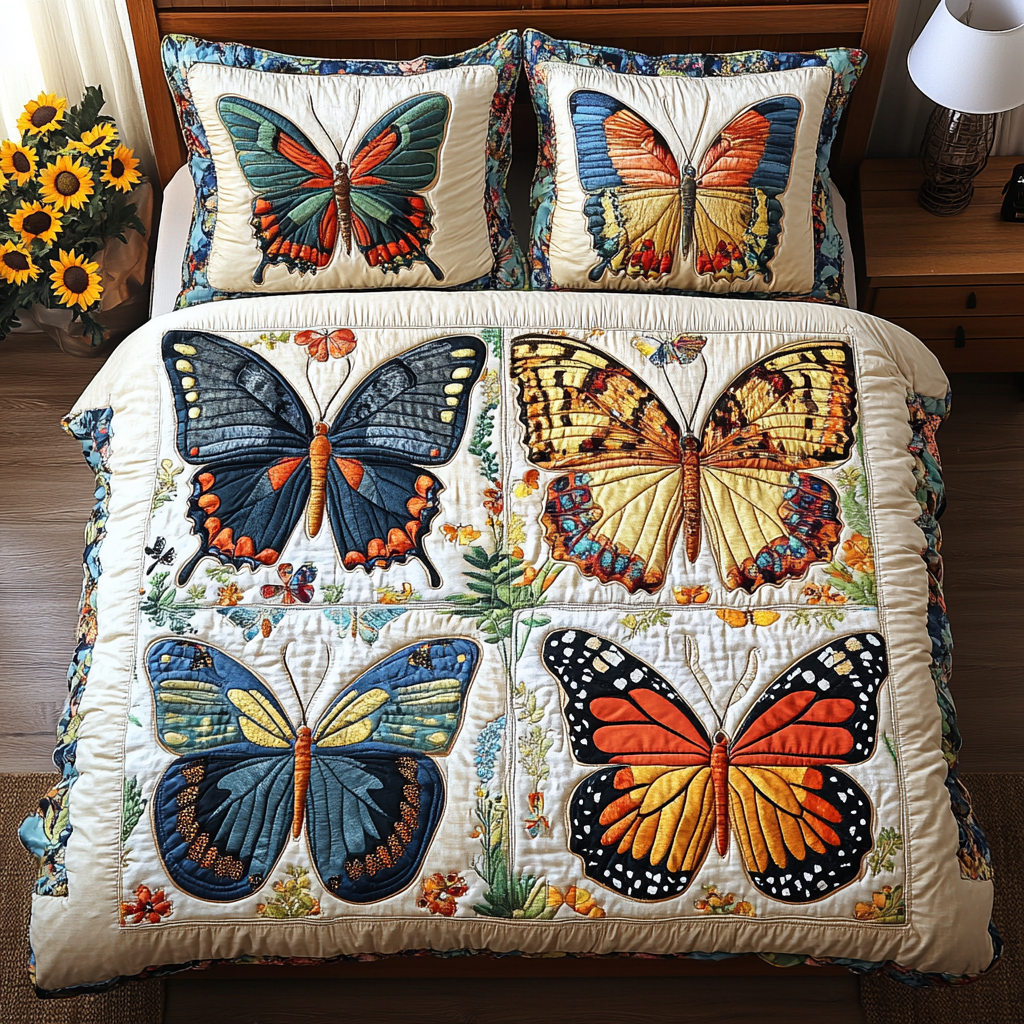 Blossom Beauty 3-Piece Quilted Bedding Set NCU0VL1644