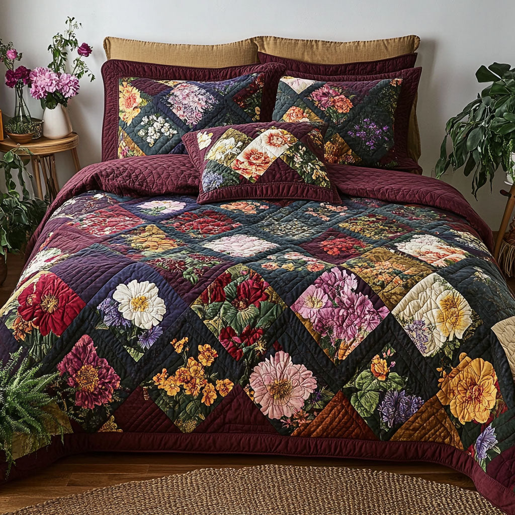 Blossom Bliss 3-Piece Quilted Bedding Set NCU0PT5136