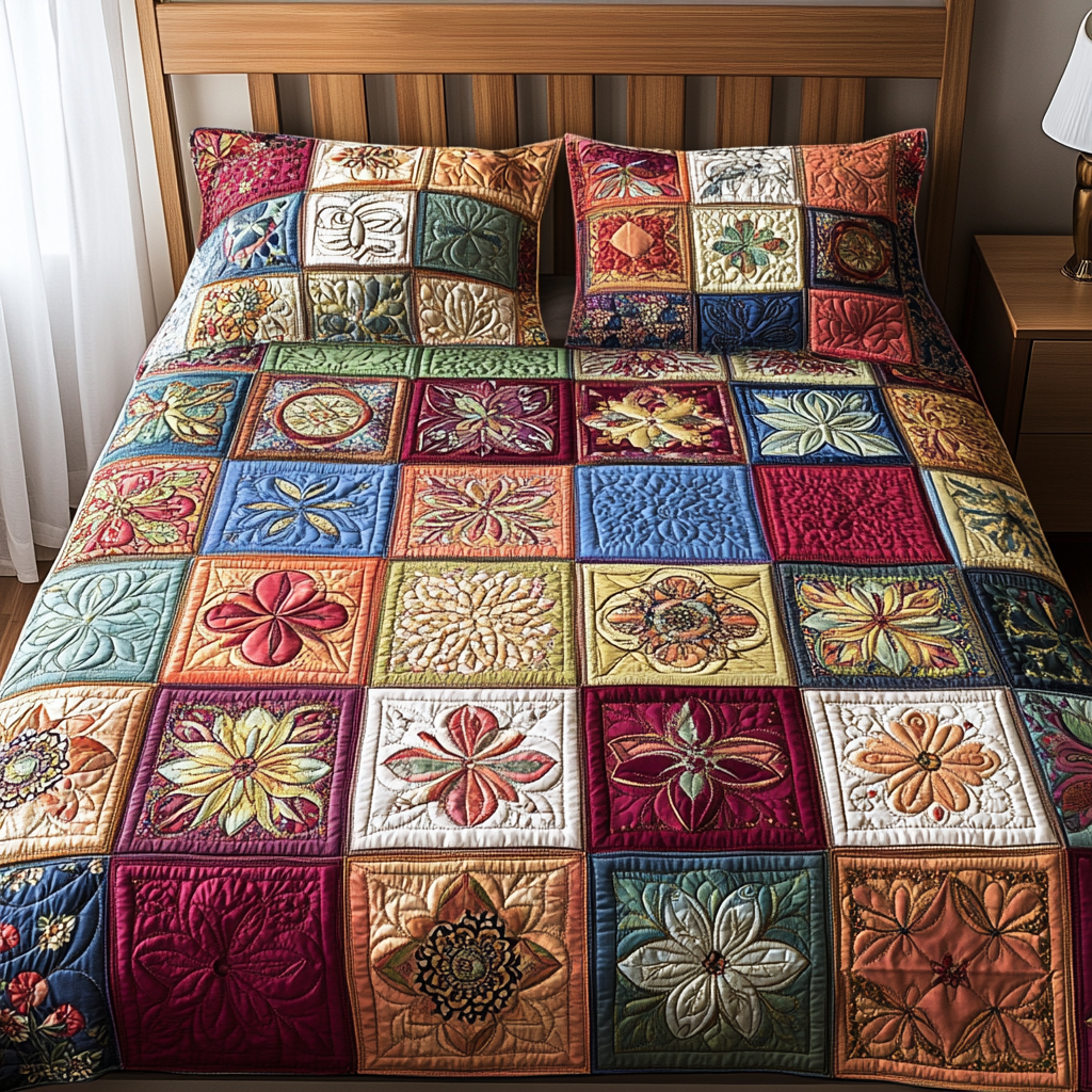 Blossom Bliss 3-Piece Quilted Bedding Set NCU0VH2117