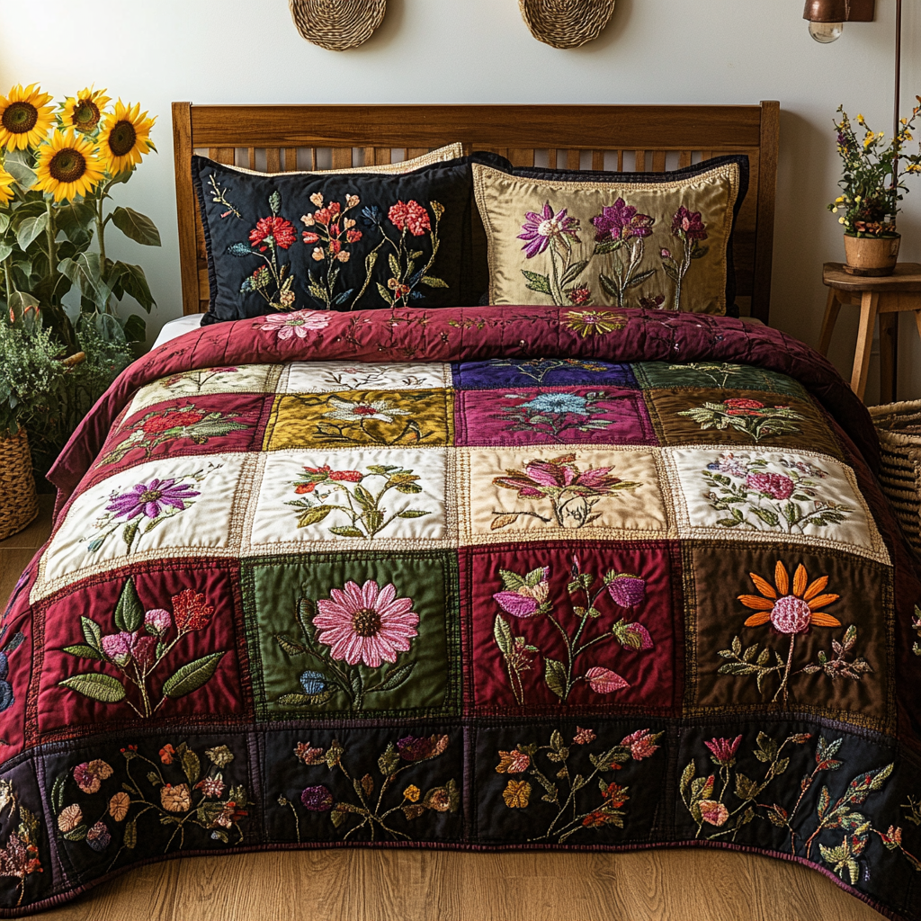 Blossom Bouquet 3-Piece Quilted Bedding Set NCU0VL1482