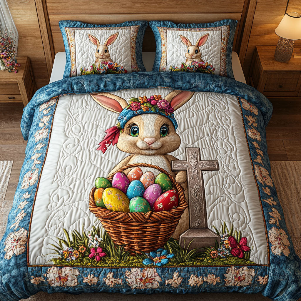 Blossom Bunny Hope 3-Piece Quilted Bedding Set NCU0NT2900