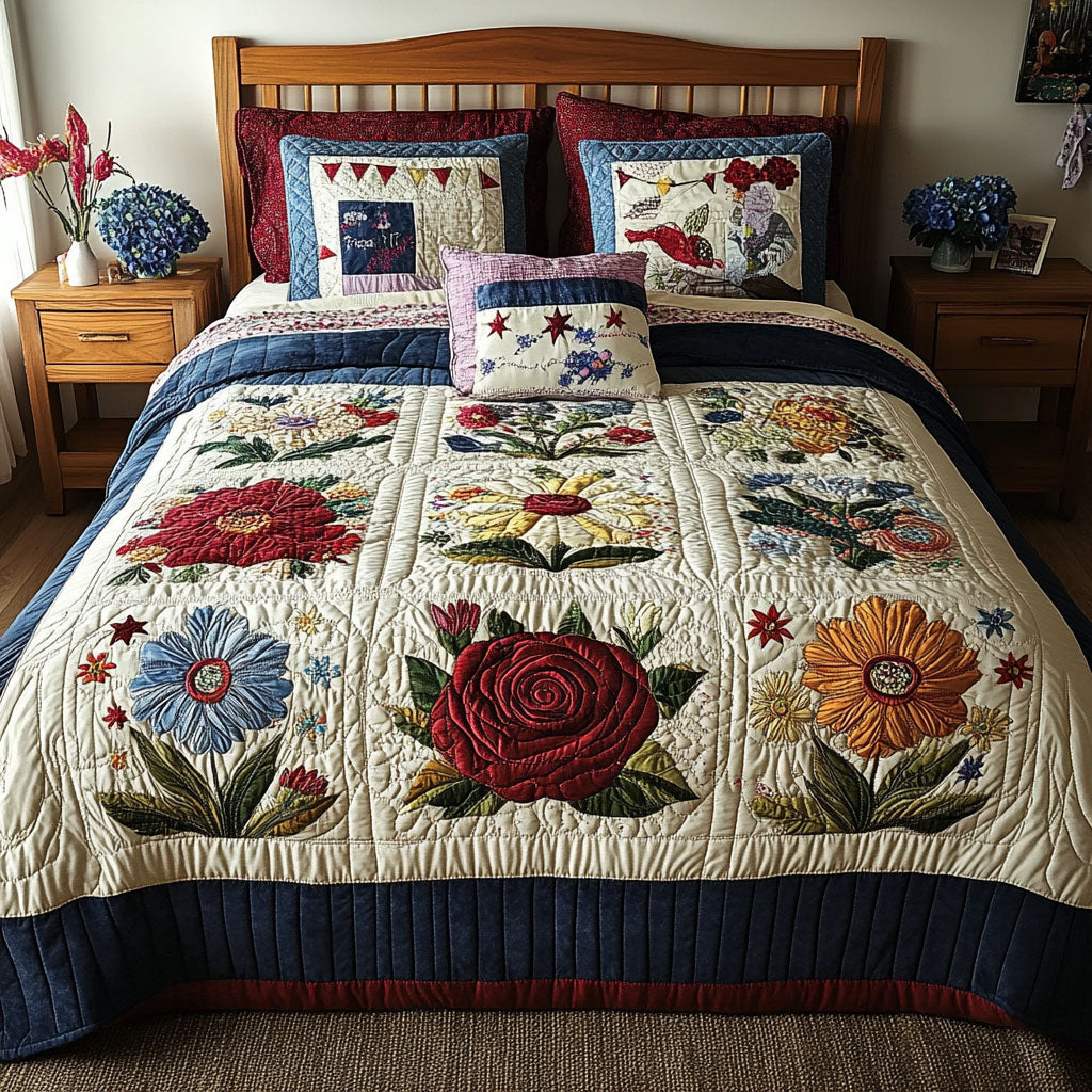 Blossom Harmony 3-Piece Quilted Bedding Set NCU0PT4896