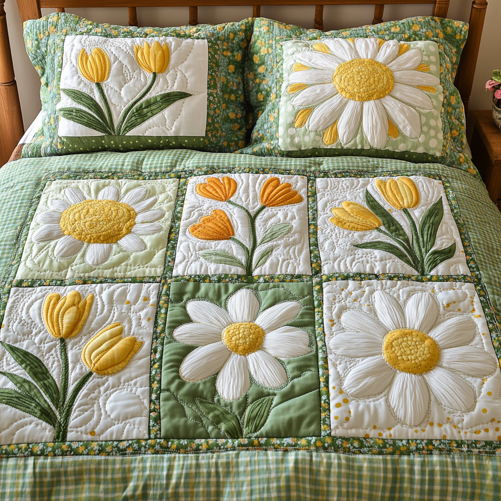 Blossom Haven 3-Piece Quilted Bedding Set NCU0VH3674