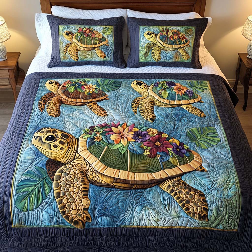 Blossom Shells 3-Piece Quilted Bedding Set NCU0NT2153