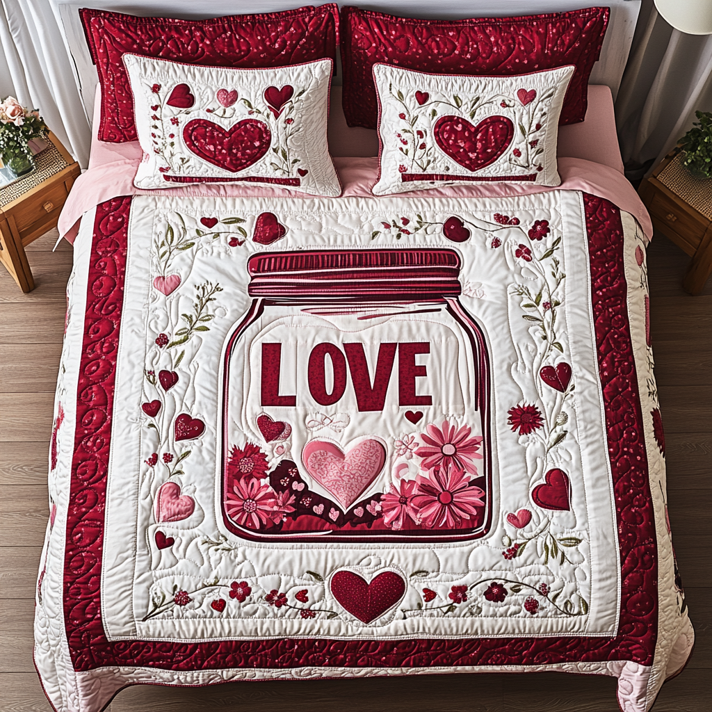 Blossoming Affection 3-Piece Quilted Bedding Set NCU0TL2348