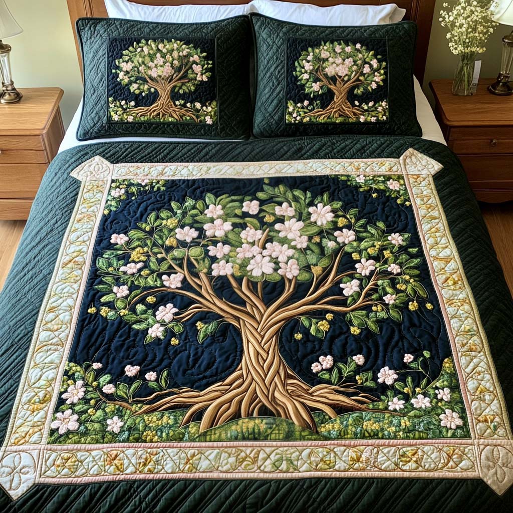 Blossoming Life 3-Piece Quilted Bedding Set NCU0NT2465