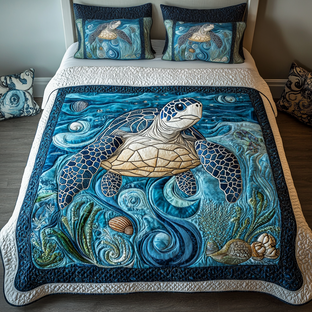 Blue Haven 3-Piece Quilted Bedding Set NCU0VH1087