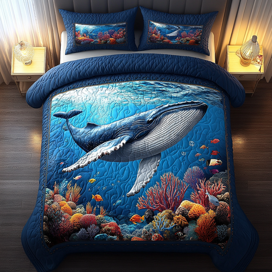 Blue Maze Quilted Bedding Set NCU0DV3358