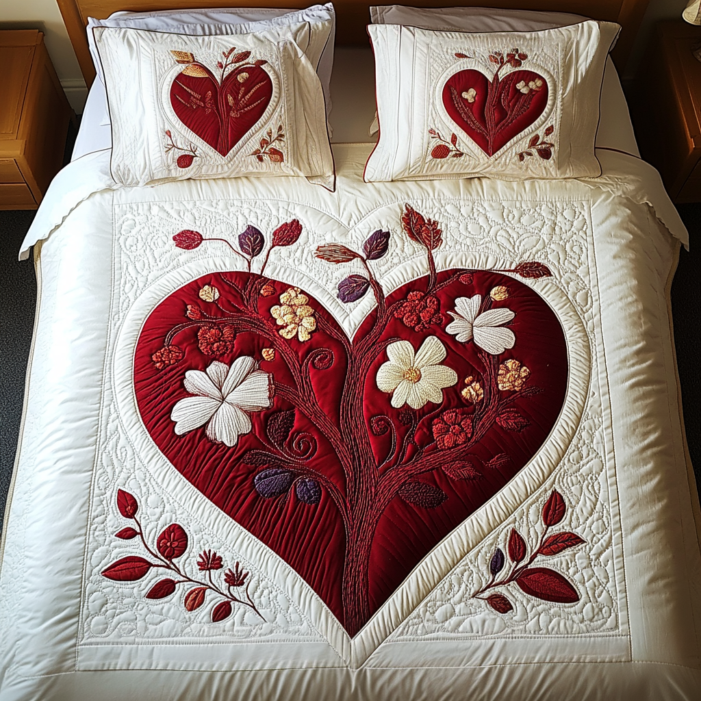 Blushing Love 3-Piece Quilted Bedding Set NCU0VH1366