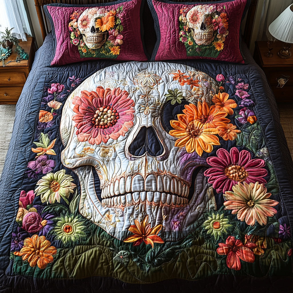 Bohemian Bloom 3-Piece Quilted Bedding Set NCU0PT2063