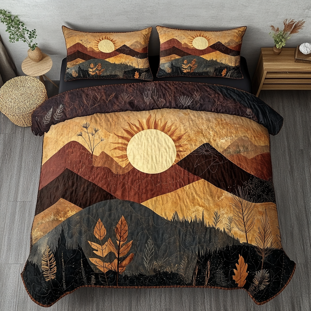 Bohemian Dreamscape 3-Piece Quilted Bedding Set NCU0VL948