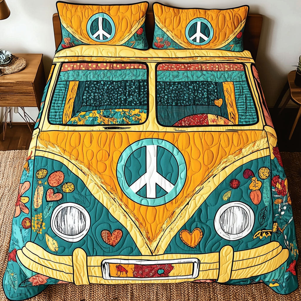 Boho Love Bus 3-Piece Quilted Bedding Set NCU0NT4032