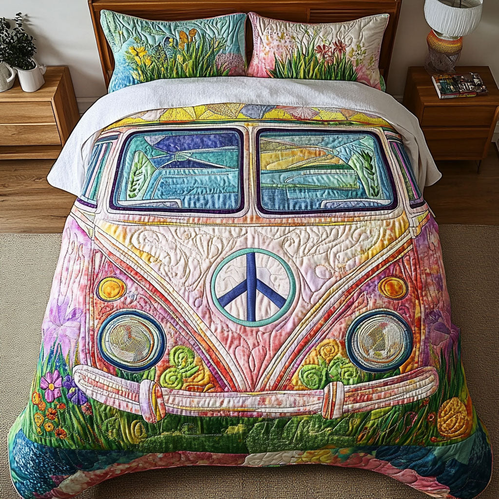 Boho Peace Van 3-Piece Quilted Bedding Set NCU0PT4243