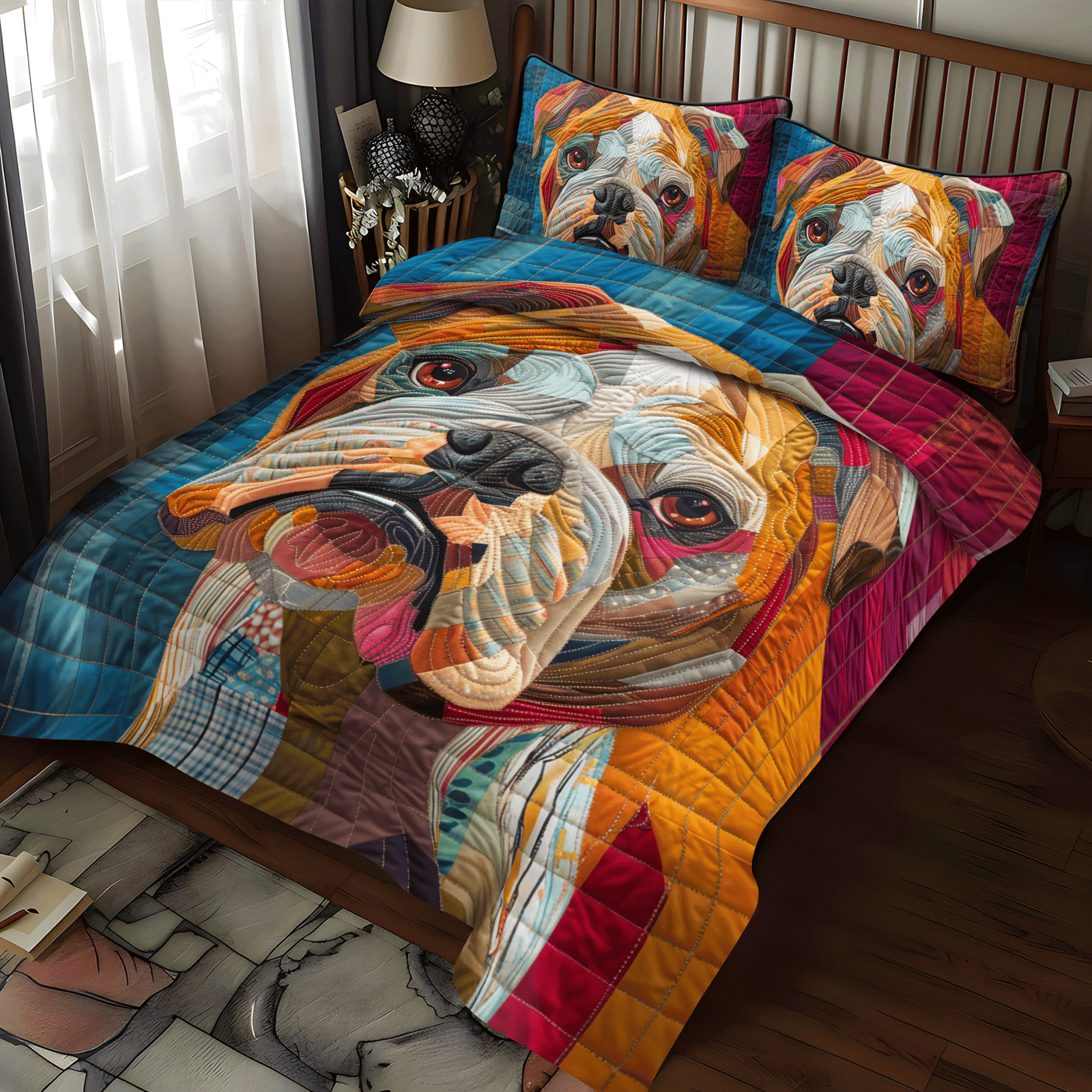 Bold Bulldog Quilted Bedding Set NCU0DV1680
