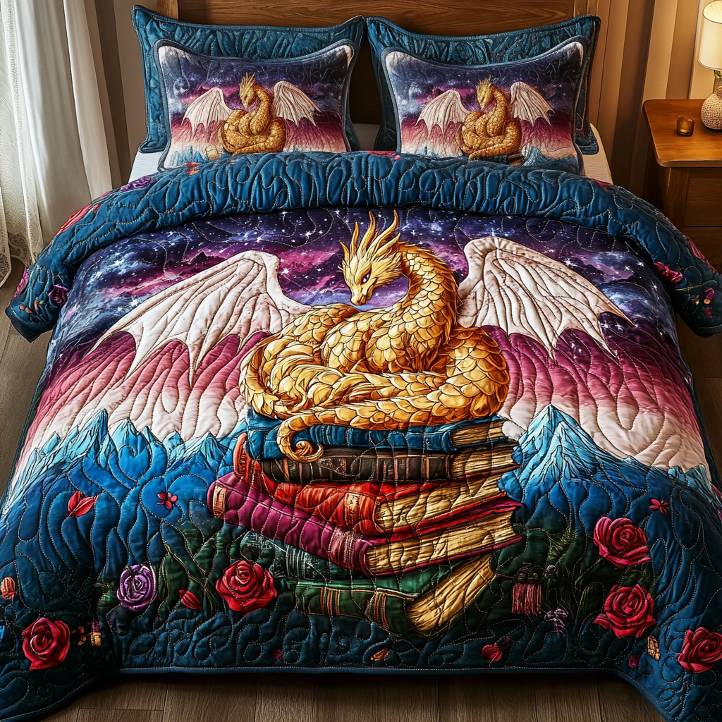 Book Hoard 3-Piece Quilted Bedding Set NCU0VH739