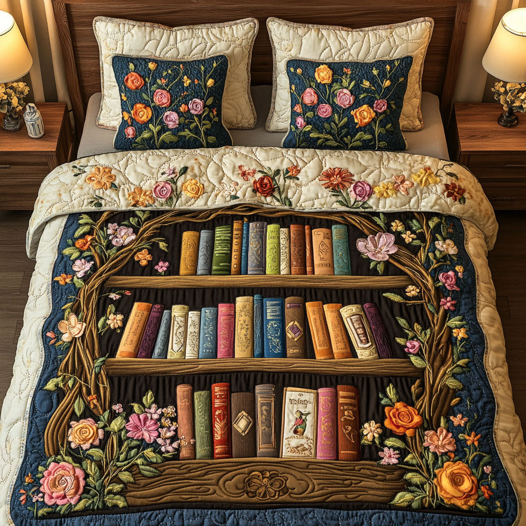 Book Lover Paradise 3-Piece Quilted Bedding Set NCU0NT2929