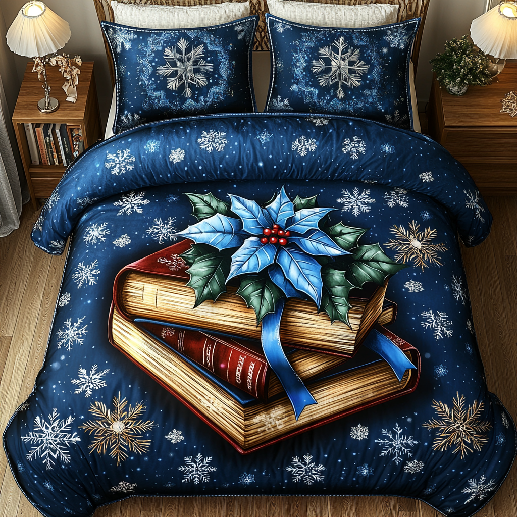 Bookish Winter Escape 3-Piece Quilted Bedding Set NCU0TL2077