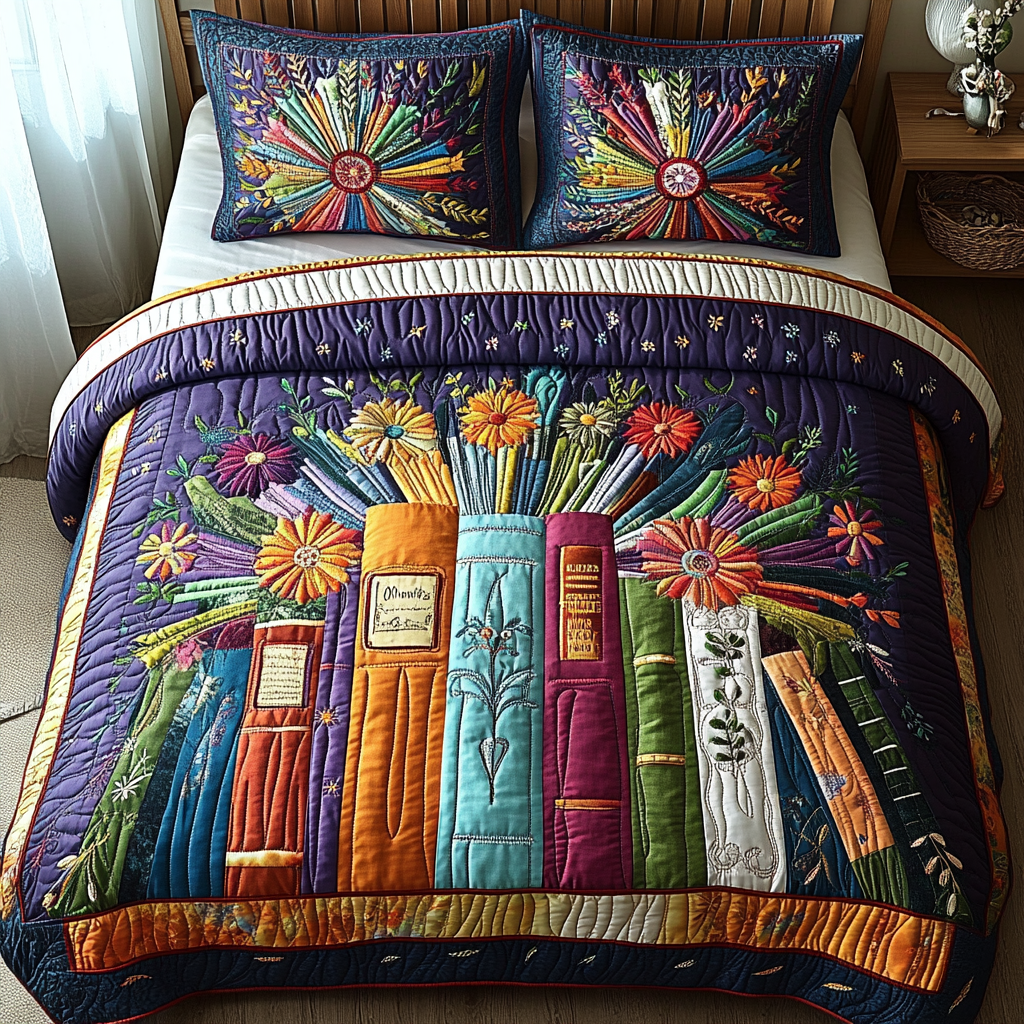 Bookworm Retreat Quilted Bedding Set NCU0DV3601