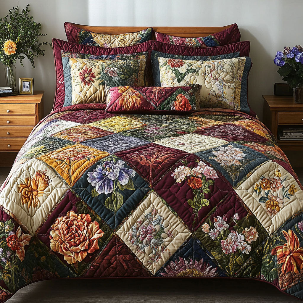 Botanical Beauty 3-Piece Quilted Bedding Set NCU0PT5137