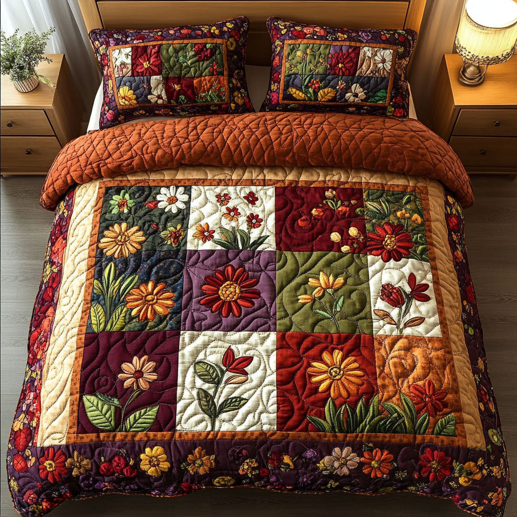 Botanical Charm 3-Piece Quilted Bedding Set NCU0NT4053