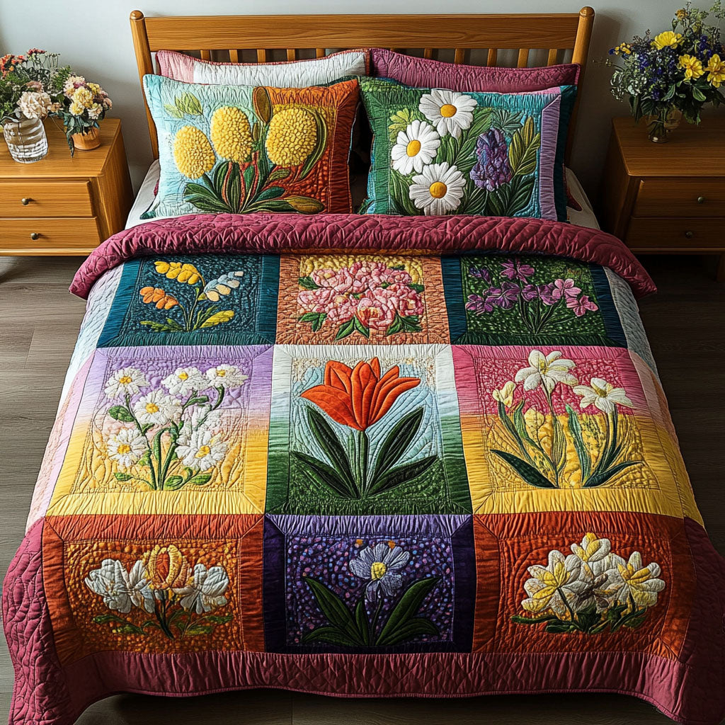 Botanical Serenity 3-Piece Quilted Bedding Set NCU0PT5034