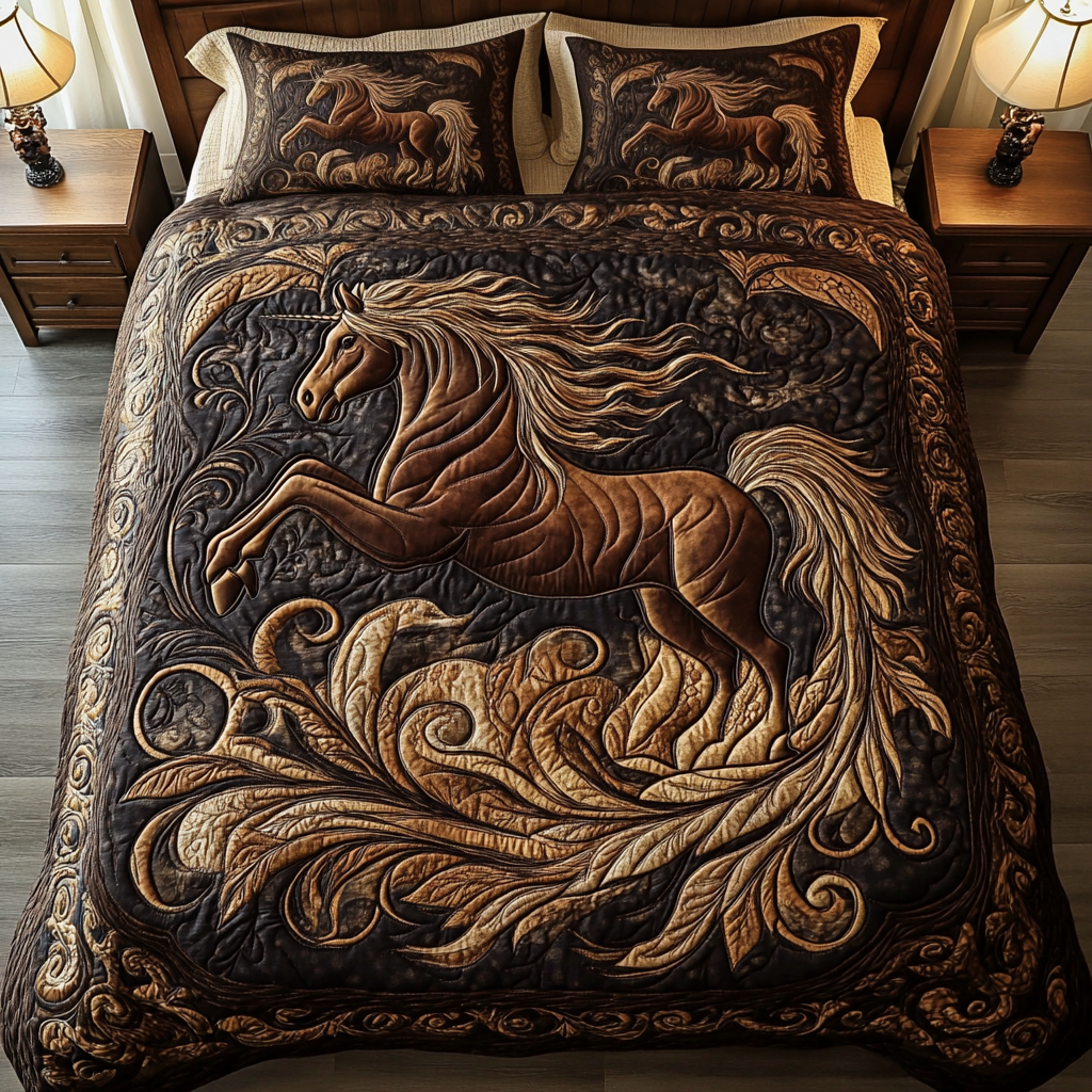 Brave Hooves 3-Piece Quilted Bedding Set NCU0VH1812