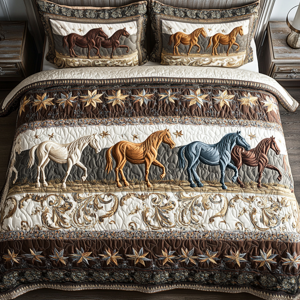 Bridle Beauty 3-Piece Quilted Bedding Set NCU0VH2274