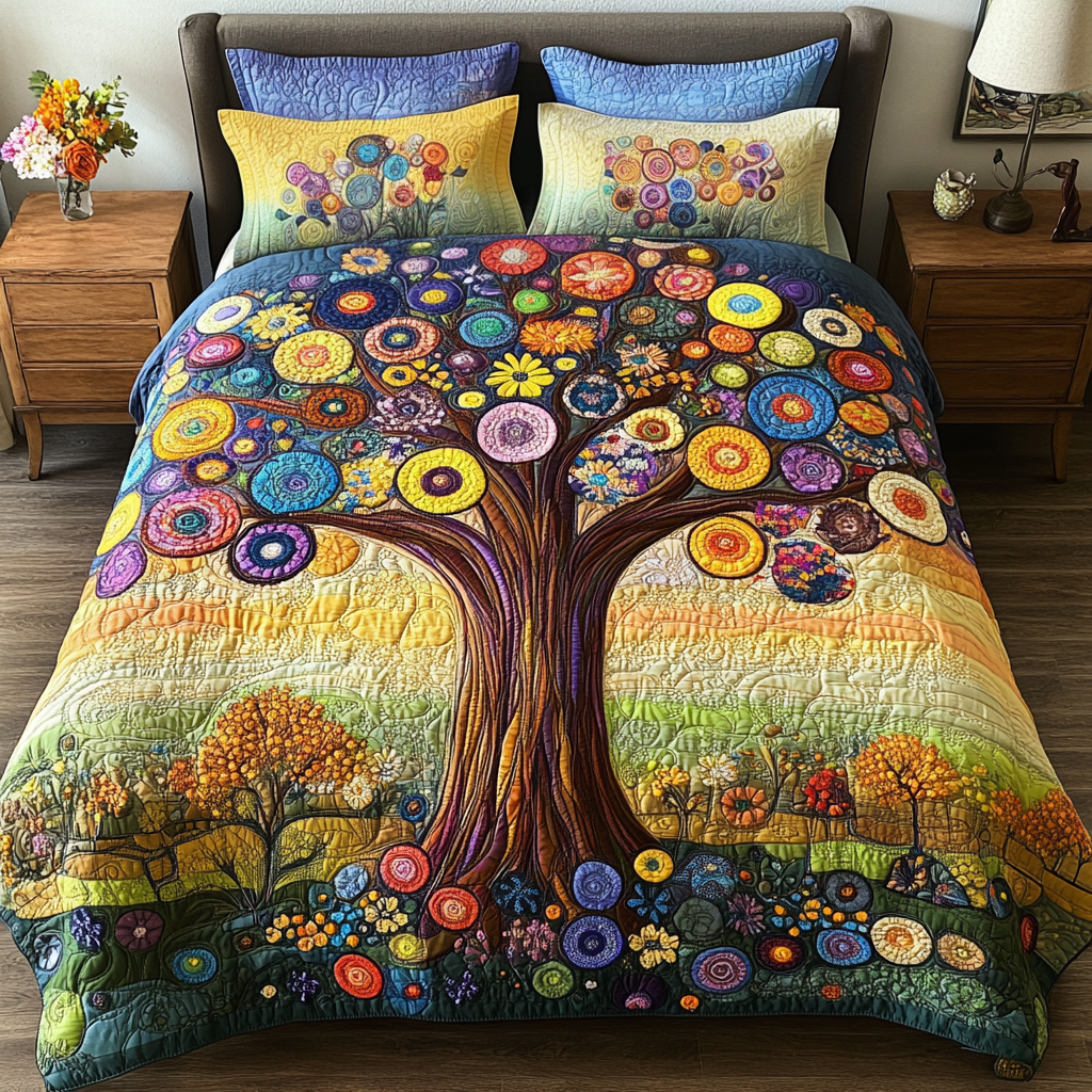 Bright Blossom 3-Piece Quilted Bedding Set NCU0VH2590